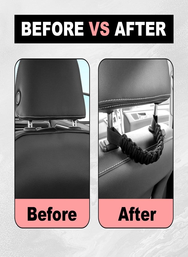 CmeRto 2Pcs Headrest Grab Handles, Car Front Rear Seat Back Roll Bar Grip Handles Kit, Nylon Grab Handl with Headrest Mounted, Heavy Duty Automotive Interior Accessories Universal for SUV Truck Pickup(Black) - Image 5